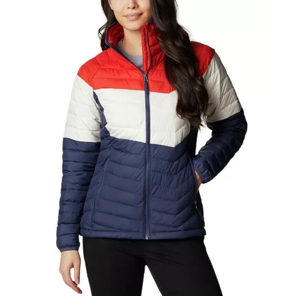 Columbia Plus Size Powder Lite Colorblocked Puffer Jacket Red Navy 3X MSRP $160 - Picture 1 of 1